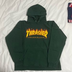 Thrasher Hoodie - Dark Green, Size Small